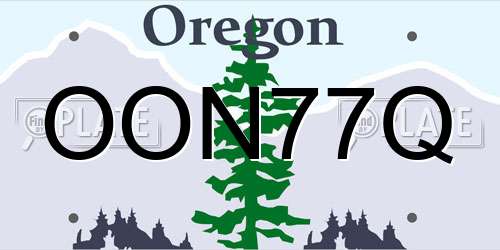 OON77Q Oregon License Plate