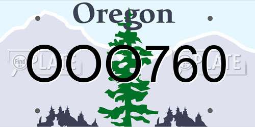 OOO760 Oregon License Plate