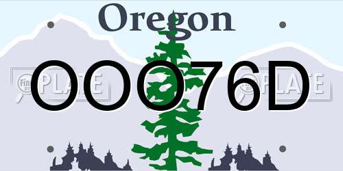 OOO76D Oregon License Plate
