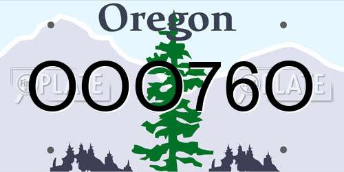 OOO76O Oregon License Plate