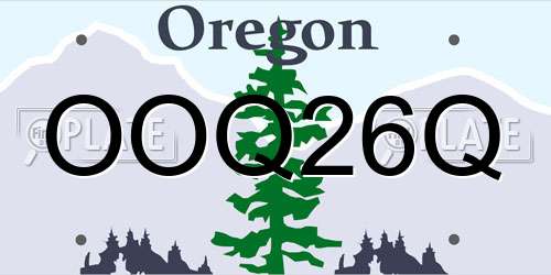 OOQ26Q Oregon License Plate