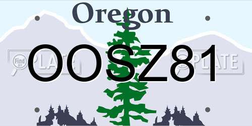 OOSZ81 Oregon License Plate