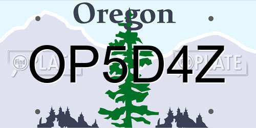 OP5D4Z Oregon License Plate