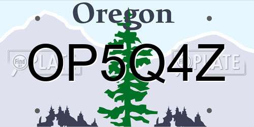 OP5Q4Z Oregon License Plate