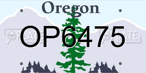 OP6475 Oregon License Plate