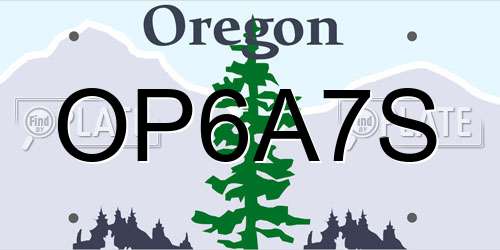 OP6A7S Oregon License Plate
