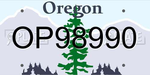 OP98990 Oregon License Plate