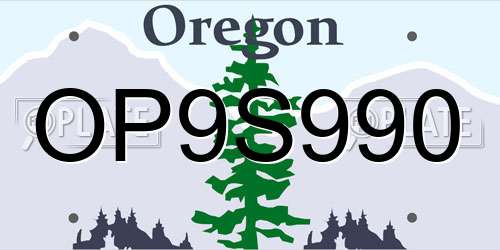 OP9S990 Oregon License Plate