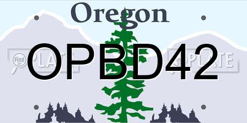 OPBD42 Oregon License Plate