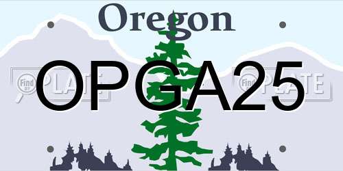 OPGA25 Oregon License Plate