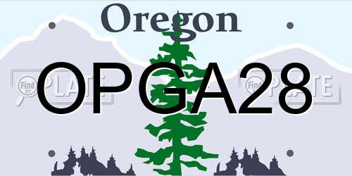 OPGA28 Oregon License Plate
