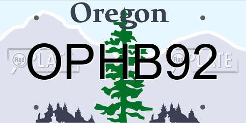 OPHB92 Oregon License Plate