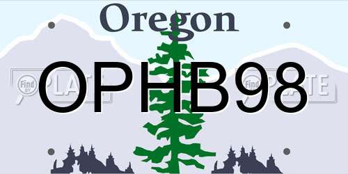 OPHB98 Oregon License Plate