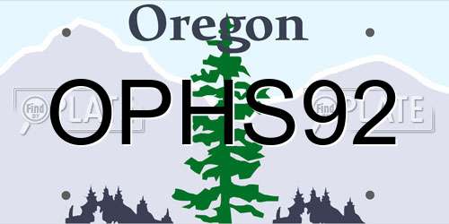 OPHS92 Oregon License Plate