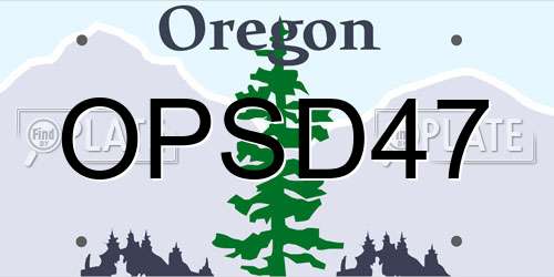 OPSD47 Oregon License Plate
