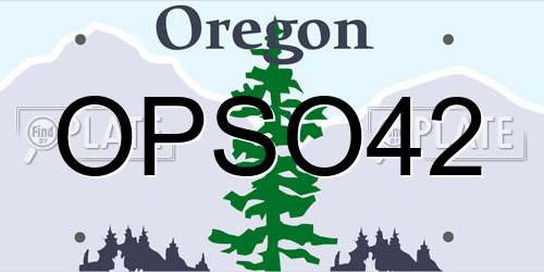 OPSO42 Oregon License Plate
