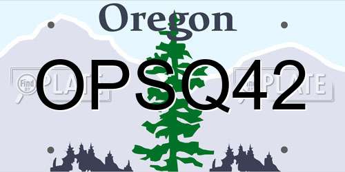 OPSQ42 Oregon License Plate