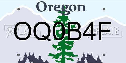 OQ0B4F Oregon License Plate