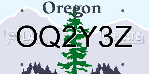 OQ2Y3Z Oregon License Plate