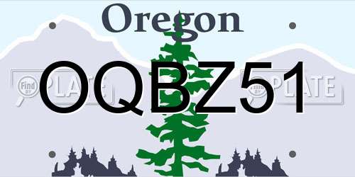 OQBZ51 Oregon License Plate