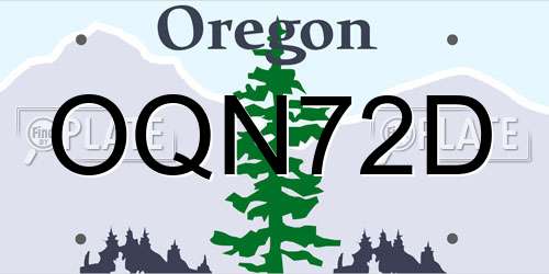 OQN72D Oregon License Plate