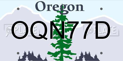 OQN77D Oregon License Plate