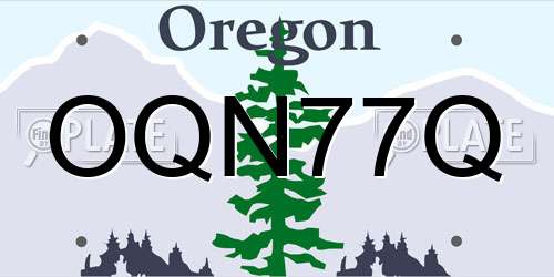 OQN77Q Oregon License Plate