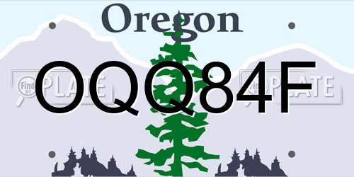 OQQ84F Oregon License Plate