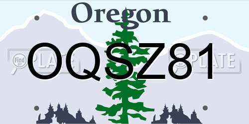 OQSZ81 Oregon License Plate