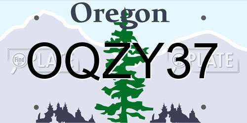 OQZY37 Oregon License Plate