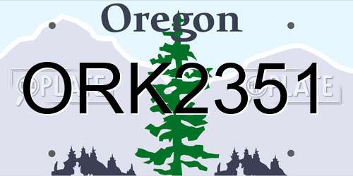 ORK2351 Oregon License Plate