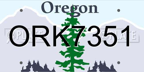 ORK7351 Oregon License Plate