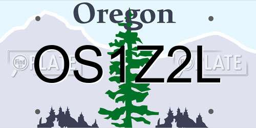 OS1Z2L Oregon License Plate