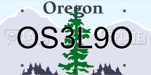 OS3L9O Oregon License Plate