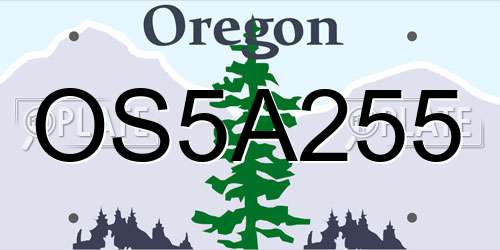 OS5A255 Oregon License Plate