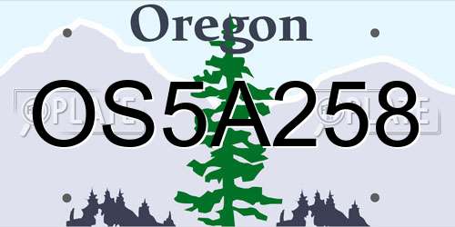 OS5A258 Oregon License Plate