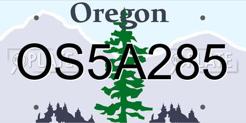 OS5A285 Oregon License Plate