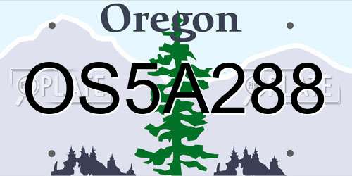 OS5A288 Oregon License Plate