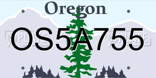 OS5A755 Oregon License Plate