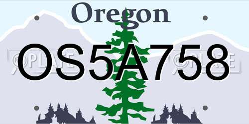 OS5A758 Oregon License Plate