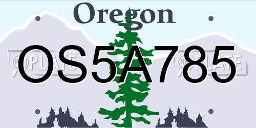 OS5A785 Oregon License Plate