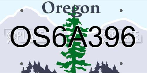 OS6A396 Oregon License Plate