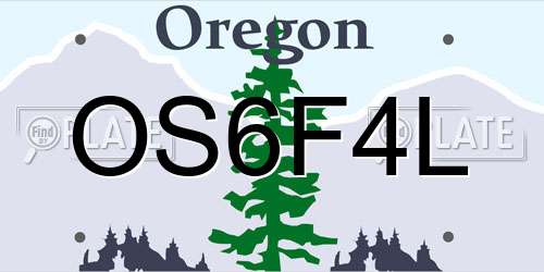 OS6F4L Oregon License Plate