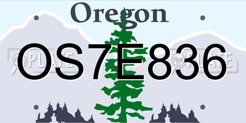 OS7E836 Oregon License Plate