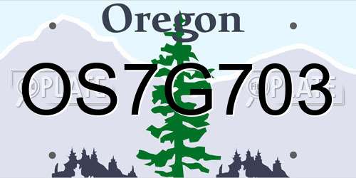 OS7G703 Oregon License Plate