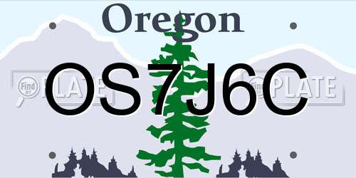 OS7J6C Oregon License Plate
