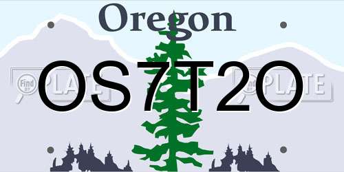 OS7T2O Oregon License Plate