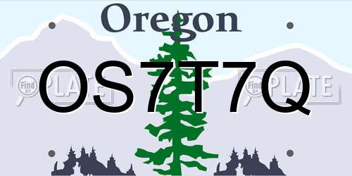 OS7T7Q Oregon License Plate