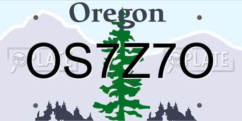 OS7Z7O Oregon License Plate