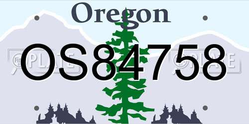 OS84758 Oregon License Plate